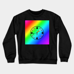 Rainbow kitty clock Crewneck Sweatshirt